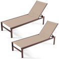 thumbnail image 2 of Costway Lot de 2 Chaises Longues à 6 Positions Chaise Longue Aluminium Inclinable Réglable Brun, 2 of 9