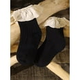 thumbnail image 2 of xiaxaixu Toddler Ribbed Sock Pair, Lacing Hem Elastic Cuff Middle Stockings, 2 of 3