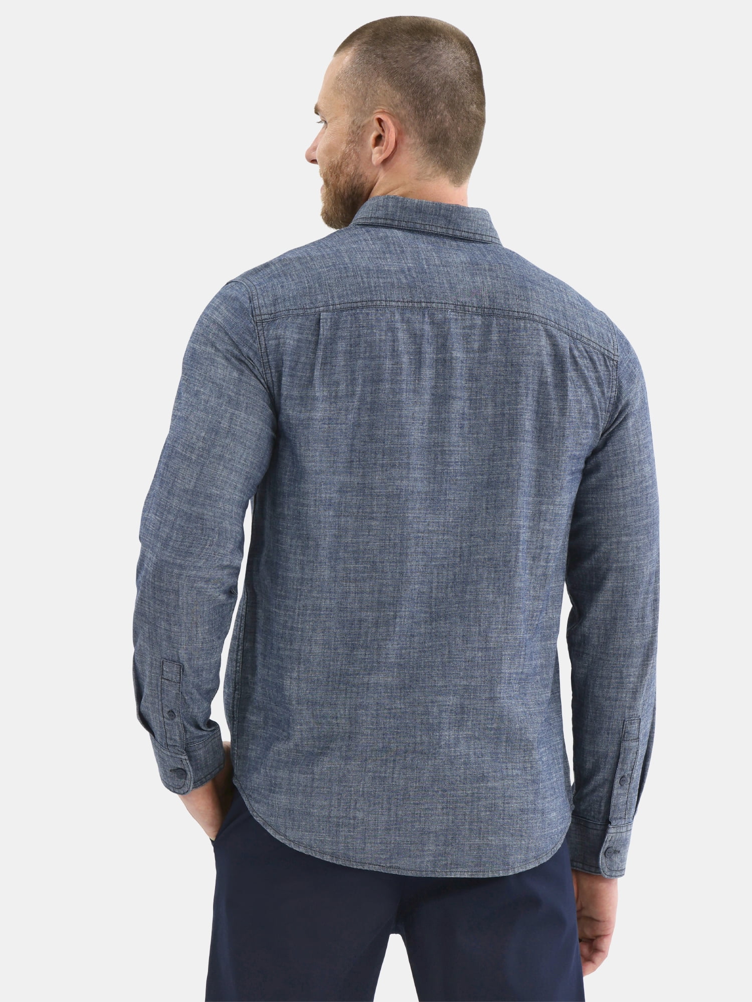 George Men's Chambray Button Shirt with Long Sleeves, Sizes S-3XL