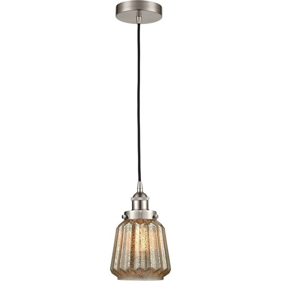 616-1PH-SN-G146-LED-Innovations Lighting-Chatham - 1 Light Mini Pendant In Art Deco Style-11 Inches Tall and 7 Inches Wide Brushed Satin Nickel