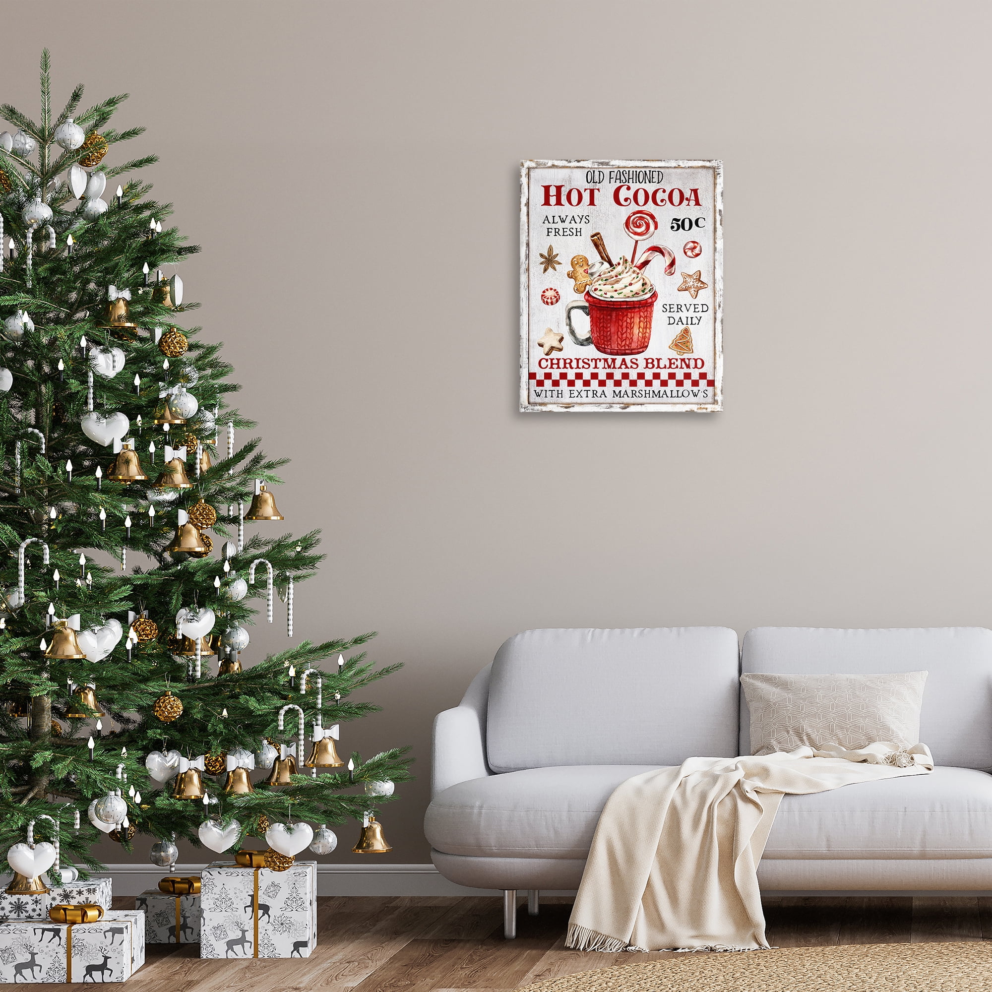 Stupell Industries Vintage Hot Cocoa Holiday Painting Gallery Wrapped Canvas Art Prints Wall Art, 24 x 30