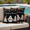 thumbnail image 4 of Halloween Ghost Outdoor Waterproof Pillow Covers, Funny Spooky Pumpkin Orange Plaid Decorative Square Throw Pillowcase Sofa Cushion Sham for Patio/Couch/Chair, 16"x16" 2 Pack, 4 of 8
