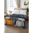 thumbnail image 3 of Twin XL Flat Sheet Only Thanksgiving Farm Pumpkins Soft Microfiber Cooling Bedding Sheets Eucalyptus Leaves on Blue Flat Bed Sheet for Hotel,Home Decor, 3 of 9
