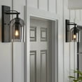 thumbnail image 3 of Better Homes & Gardens 13" Classic Black Indoor Wall Sconce Light With Double Wall Smoky Glass Shade, 3 of 9