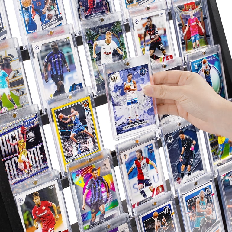 Card Display Stand, 5-Tier Trading Card Display, Wooden Graded Baseball Sports Card Display, Trading Card Display Case for Card Collection & Show,