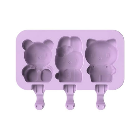 

Fovolat Ice Cream Mold - Silicone Popsicle Molds - Ice Pop Molds Silicone 3 Cavities Ice Cream Mold Cake Pop Mold with 50 Wooden Sticks for DIY Popsicle
