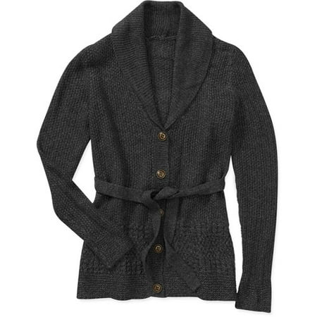 shawl collar sweater cardigan belted button