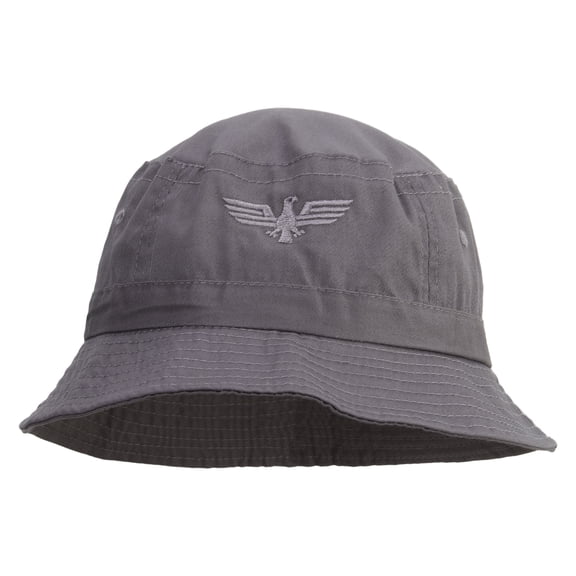 Eagle Icon Embroidered Pigment Dyed Bucket Hat - Charcoal OSFM