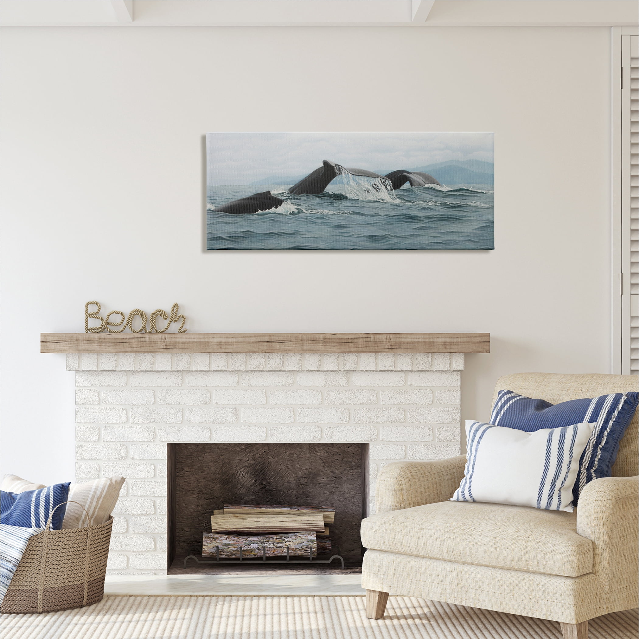 Stupell Industries Whale Tales Ocean Splash Animals & Insects Photography Gallery Wrapped Canvas Print Wall Art, 48 x 20