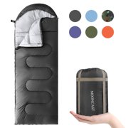 Sleeping Bags for Adults Teens Kids with Compression Sack Portable and Lightweight for 3-4 Season Camping, Hiking,Waterproof, Backpacking and Outdoors（Dark gray）