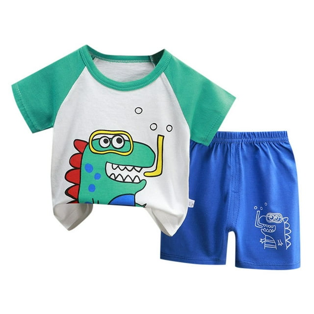 Vêtements Garçon Tout-Petit Été Vêtements Bébé Garçon Col Rond Dessin Animé T-Shirt à Manches Courtes Ensemble T-Shirt et Short Vêtements Bébé Garçon 3T