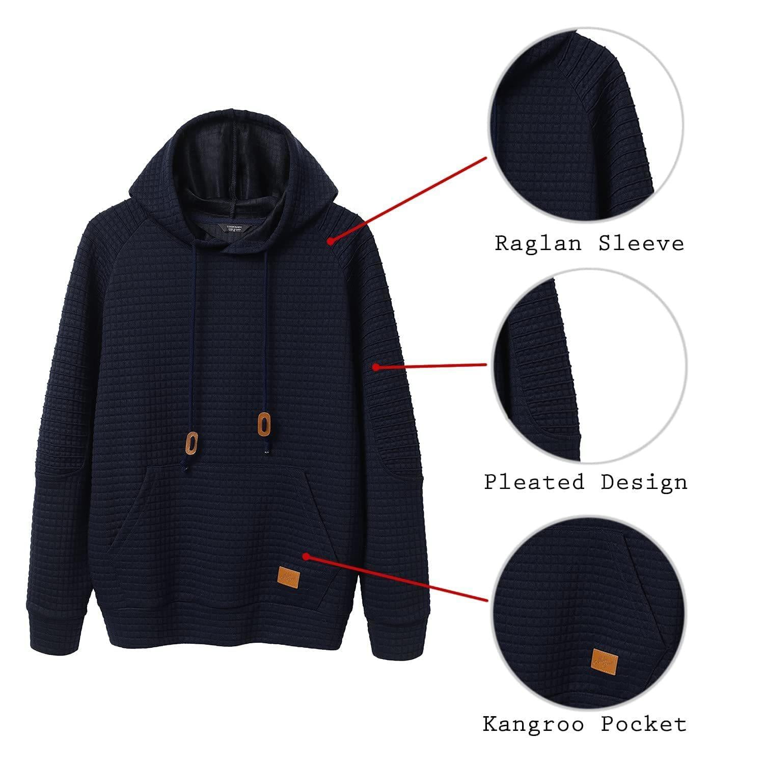 COOFANDY Men's Knit Hoodie Pullover Regular Fit Long Sleeve Drawstring Hooded Sweatshirt with Kanga Pocket