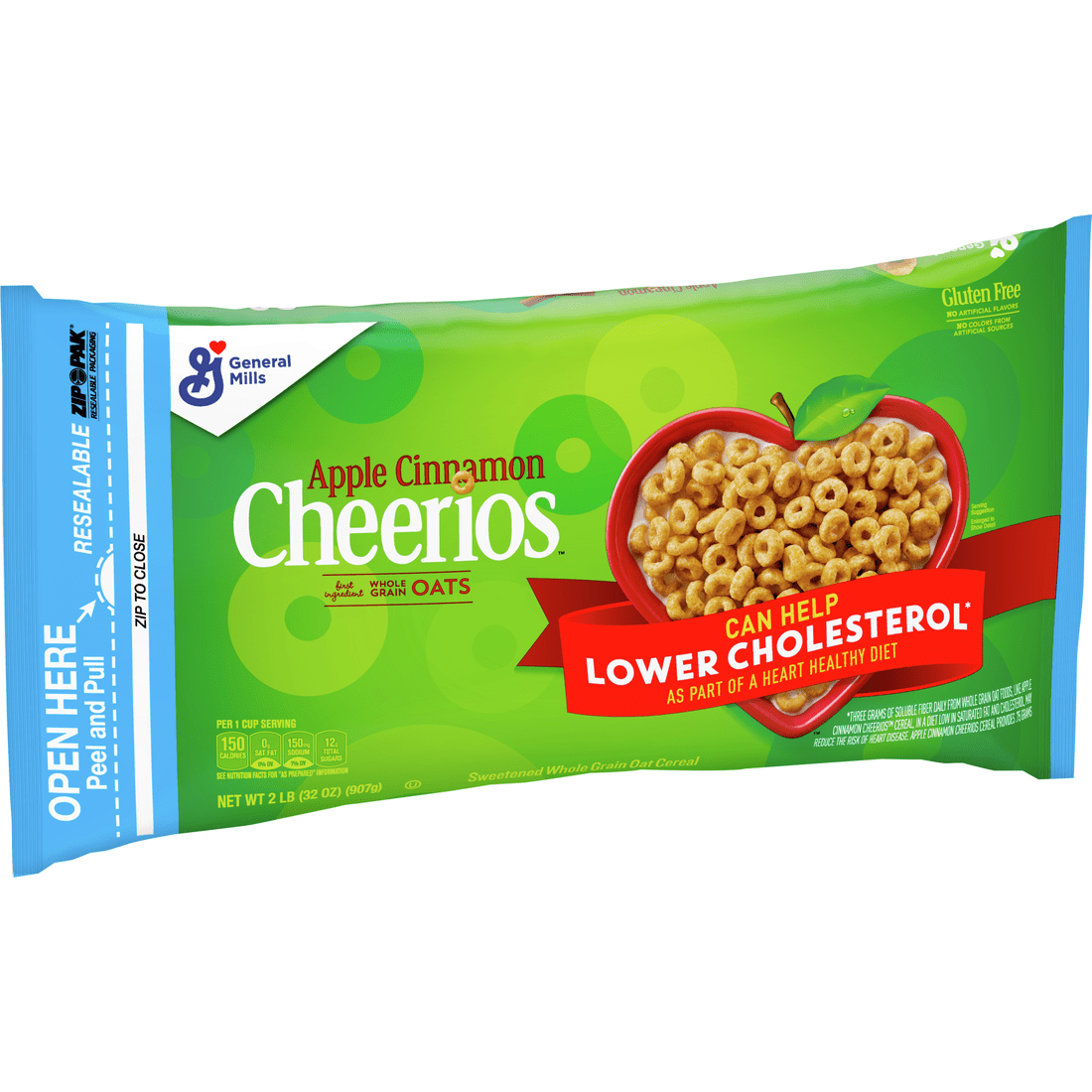 General Mills, Cheerios Breakfast Cereal, Apple Cinnamon, 32 oz Bag