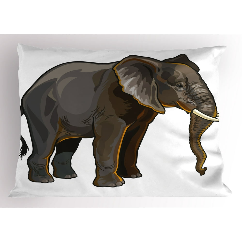 Animal Pillow Sham African Elephant Side View Exotic Spiritual Safari
