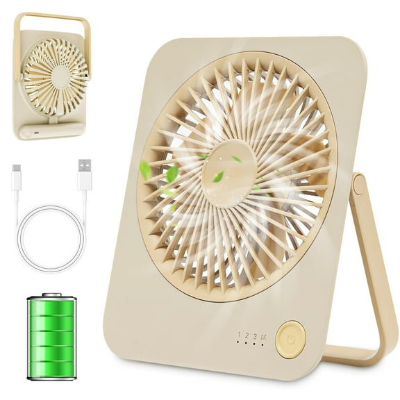 Rechargeable Travel Fan - Ultra Slim & Quiet Personal Fan for Cruise 4 Speeds 180° Folding, Compact Cooling for Office Bedroom, Camping Travel Essentials (White)