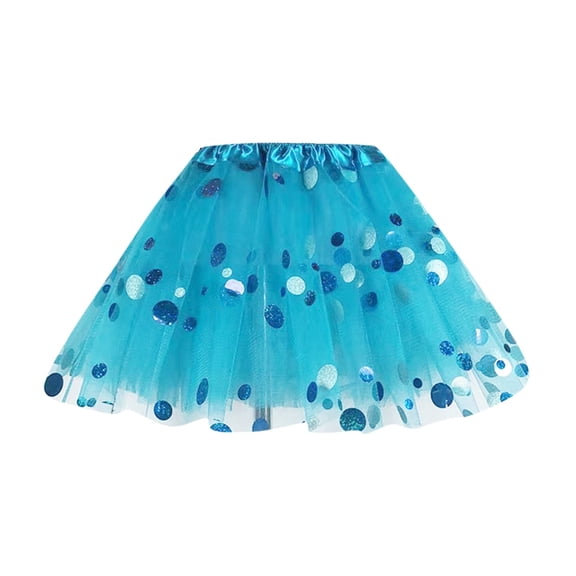 LPKRT Girls Sequin Ballet Tutu Skirt - Layered Heart Sparkle Dance Dress, Princess Tutu for Kids 2-8 Years(Sky Blue-One Size)