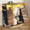 thumbnail image 2 of Enhomee 10 Drawers Dresser for Bedroom with Hanging Rack Storage Cabinet with Led Lights & Charging Station, Rustic Brown, 2 of 9