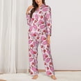 thumbnail image 2 of Lsque Strawberry Popsicle Pattern Long Sleeve Pajama Set for Women - Soft 2-Piece Sleepwear and Loungewear Set with Pockets, Comfy Nightwear-X-Large, 2 of 7