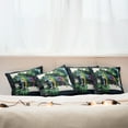 thumbnail image 4 of Ambesonne Leopard Throw Pillow Cover Pack of 4, Monstera Colorful Wilds, 4 Pcs-20" x 20", Green Petrol Blue, 4 of 5