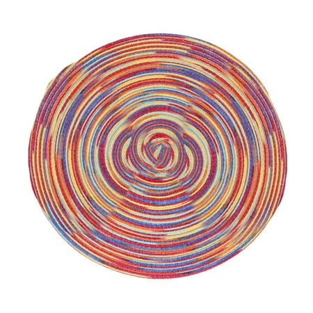 

round Place Mats round Dinner Table Set for 5 Large round Table Mats 4 Place Mats Indoor Place Mats for Kitchen Table Plate Mat Set 4 round Wind Color Satin Dyed Yarn Woven Hot