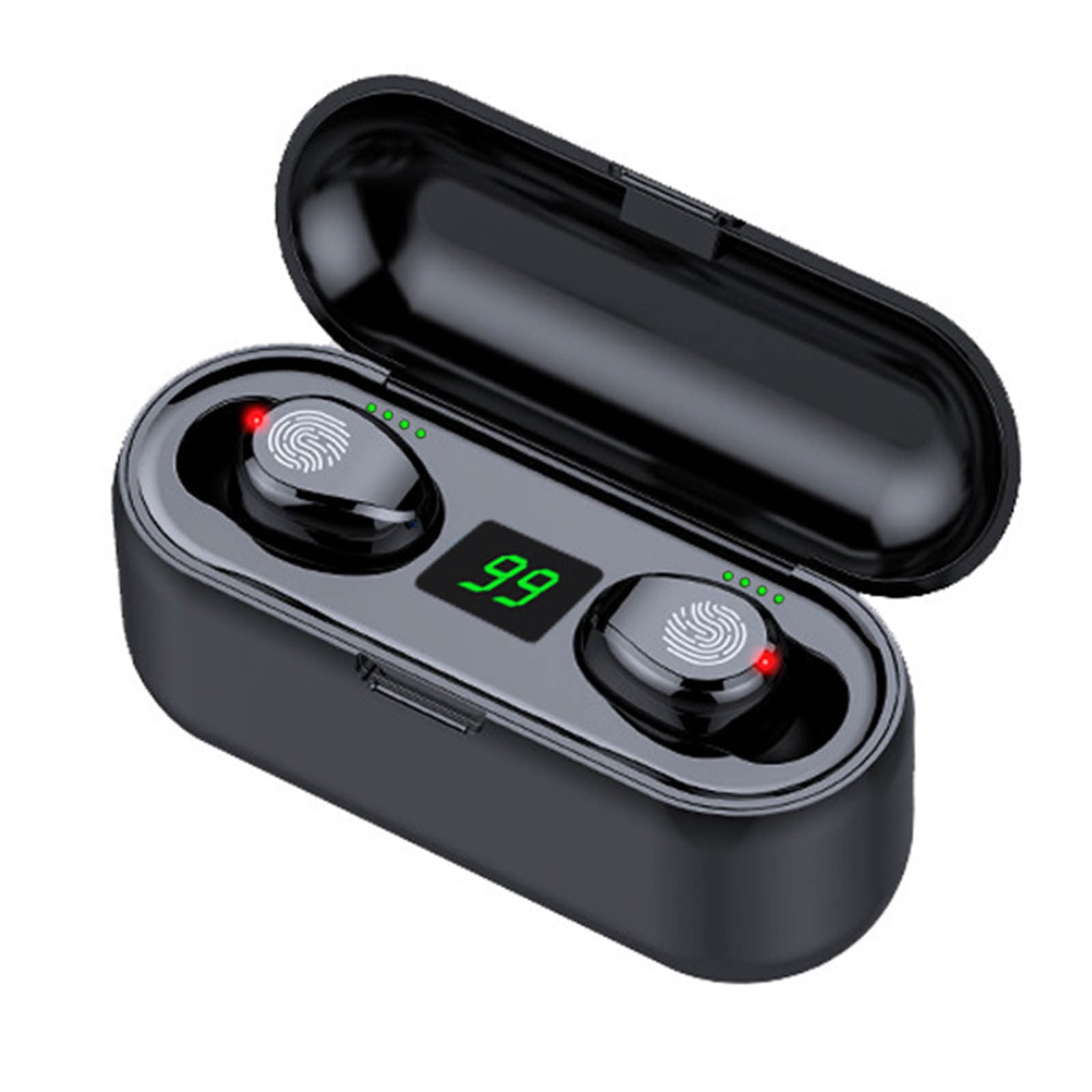 Bluetooth Headphones True Wireless Earbuds 60H Playback LED Power Display Earphones with Wireless Charging Case IPX5 Waterproof in-Ear Earbuds with Mic for Smart Phone Laptop TV Computer Sports,Black