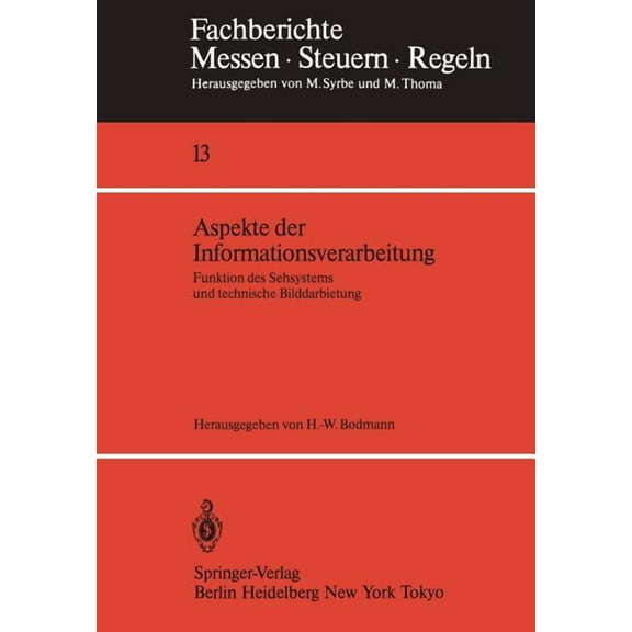 Fachberichte Messen - Steuern - Regeln Aspekte Der Informationsverarbeitung: Funktion Des Sehsystems Und Technische Bilddarbietung, Book 13, (Paperback)