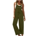 thumbnail image 4 of ABATAB Overalls for Women Casual Loose Fit Sleeveless Wide Leg Jumpsuits Cotton Linen Beach Vacation with Deep Pockets, 4 of 5