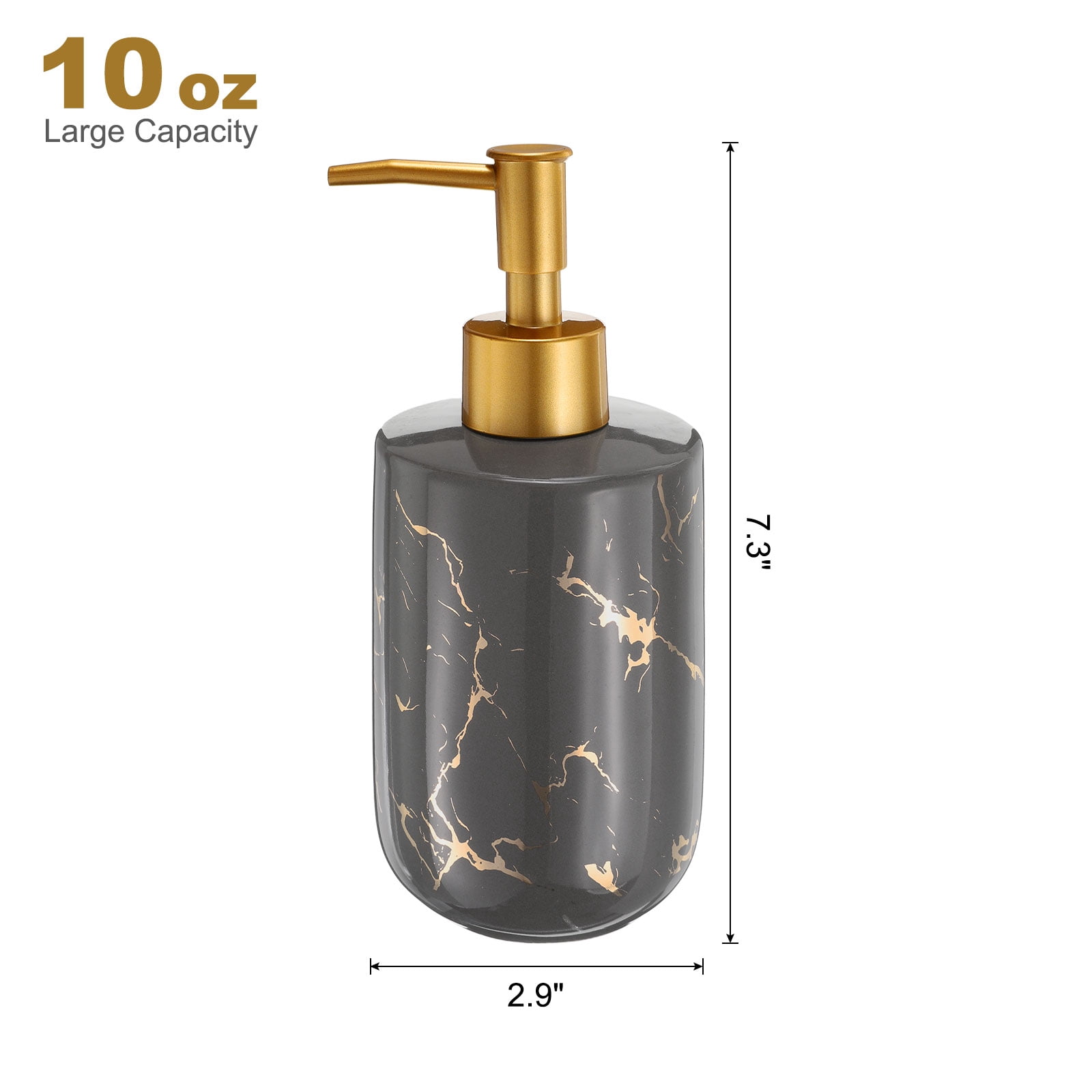 Unique Bargains Soap Dispenser for Kitchen Bathroom with Pump Marble Pattern 10 Oz Grey