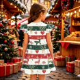 thumbnail image 4 of Grblisyd Girls Christmas Dresses School Outfits Kids A-Line Midi Casual Sundress Cute Cartoon Printed Flutter Sleeve Dress For Party, 4 of 5