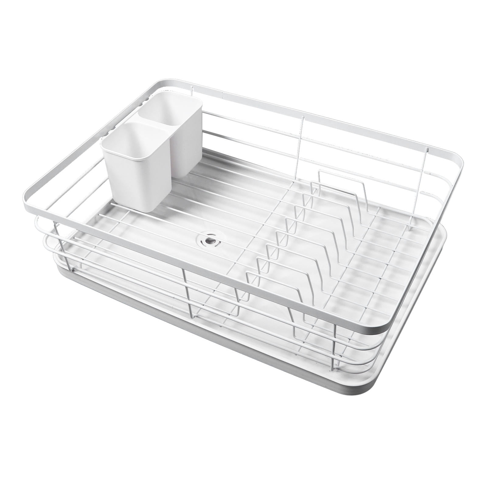 M Buder Space‑Saving Metal Dish Drying Rack with Drainboard – 16.9” Long, Durable, Non‑Slip, Multi‑Size Capacity for Kitchen Counter