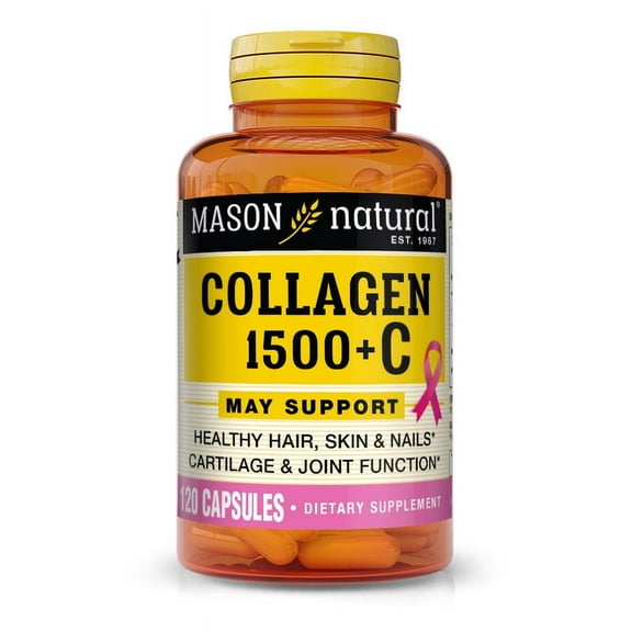 6PCK Mason Hydrolyzed Collagen 1500 Biotin Vitamin C 120 Capsules-Hair Skin&Nail