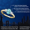 thumbnail image 2 of Gem Stone King 18K Yellow Gold Plated Silver Blue Apatite and White Moissanite Engagement Ring for Women | 1.14 Cttw | Oval 7X5MM | Gemstone Birthstone | Size 9, 2 of 7
