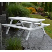 A & L Furniture Yellow Pine Picnic Table with Attached Benches
