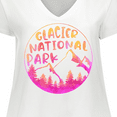 thumbnail image 4 of Inktastic Glacier National Park Montana Pink Mountains Women's Plus Size V-Neck T-Shirt, 4 of 5
