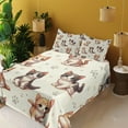 thumbnail image 2 of Ambesonne Cat Fitted & Top Sheet Set with Shams, Little Fun Kittens Cartoon Paws, Ivory Apricot and Dark Grey, 2 of 5
