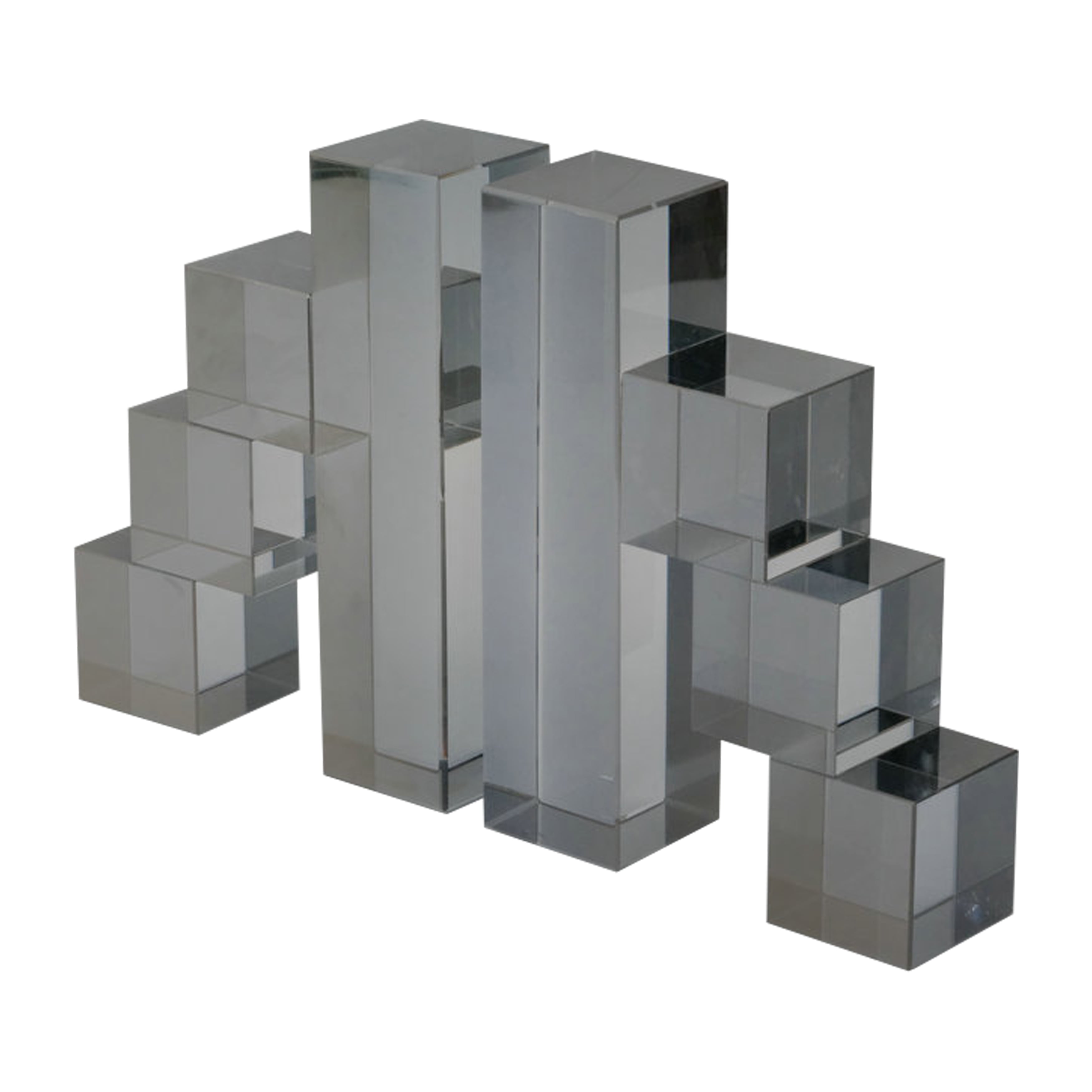 Smoke Glass Tetrimino Bookends Set of 2
