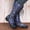 Blue, variant on OKBOP Womens Heeled Mid-Calf Boots-Christmas Lace-Up Zipper Womens Riding Boots Retro Winter Boots for Women Black