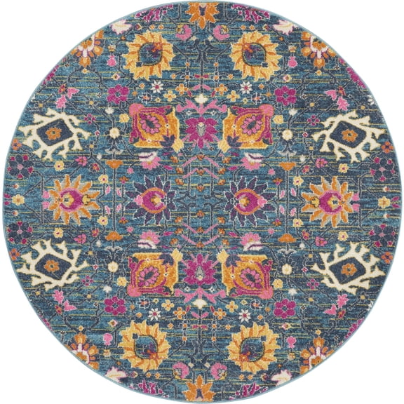 Nourison Passion Bohemian Indoor Rug Denim 4' x Round