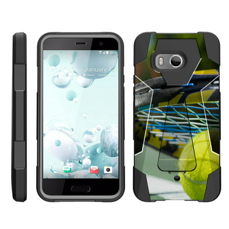 TurtleArmor Â® | For HTC U11 | HTC Ocean [Dynamic Shell] Dual Layer Hybrid Silicone Hard Shell Kickstand Case - Tennis Ball and