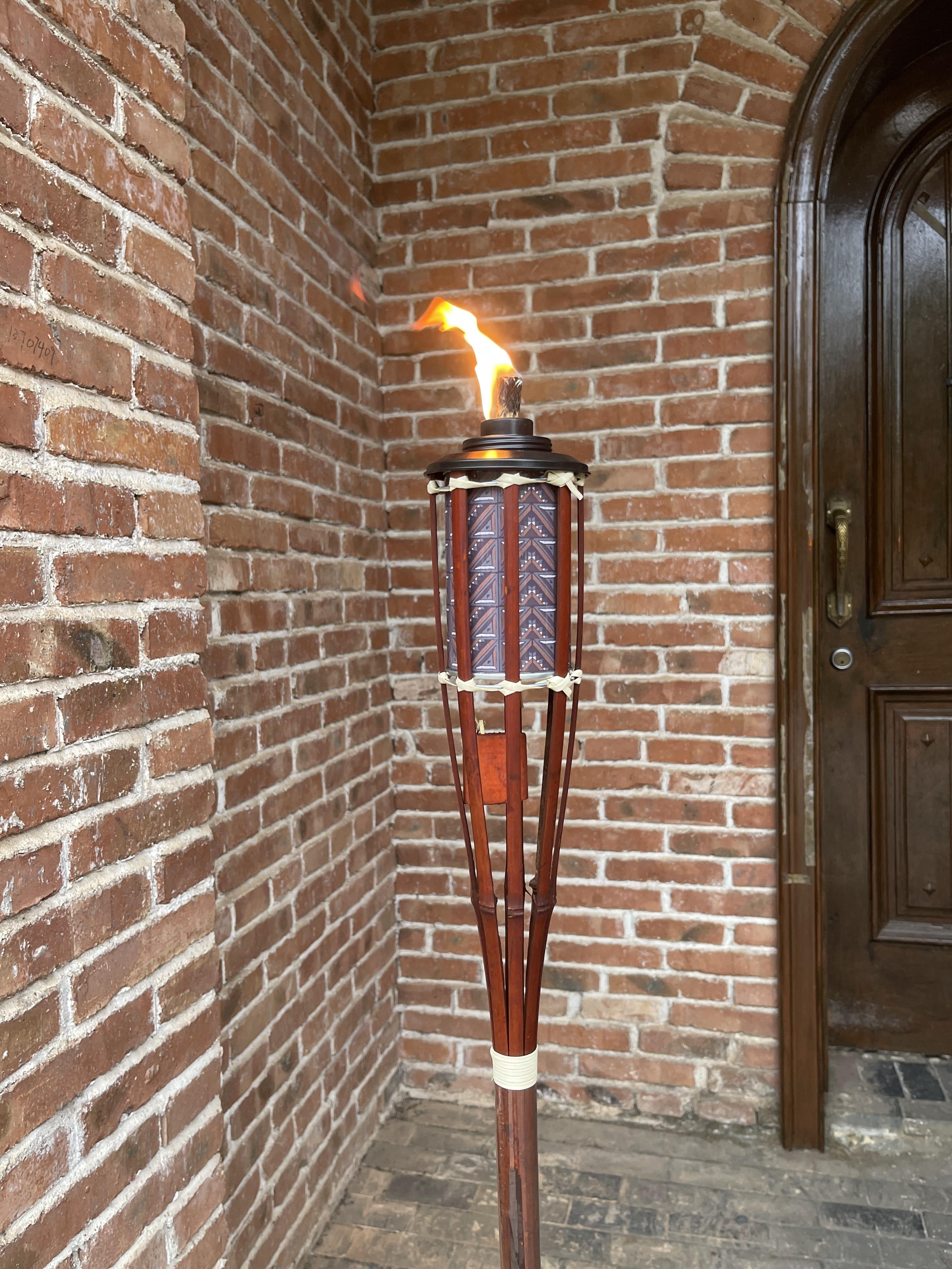 (2 pack) Mainstays 57in Stained Bamboo Yard Torch with Fiberglass Wick, 12fl oz Brown