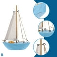 thumbnail image 3 of HONMEET Wooden Sailboat Decor Sailboat Model Blue for Friends Nautical 1Pcs Decoration, 3 of 7