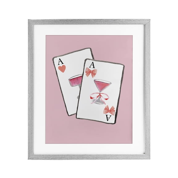 Stupell Industries Glam Cocktail Aces Cards Gray Framed Print Under Glass, 13 x 16, by Nina Jacobs