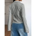 thumbnail image 6 of Women'S Striped Button Down Crop Shirt Long Sleeve Fitted Blouse Work Shirt Top Grey XXL, 6 of 7
