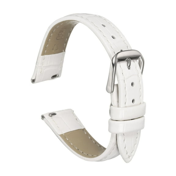 Uxcell Quick Release Leather Watch Band 17mm Embossed Pattern Leather Watch Strap Replacement for Men Women, White