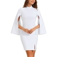 thumbnail image 1 of Vestido de lápiz INSPIRE CHIC para mujeres, con mangas divididas, ajuste ceñido, mini vestido bodycon, color blanco, 1 of 6