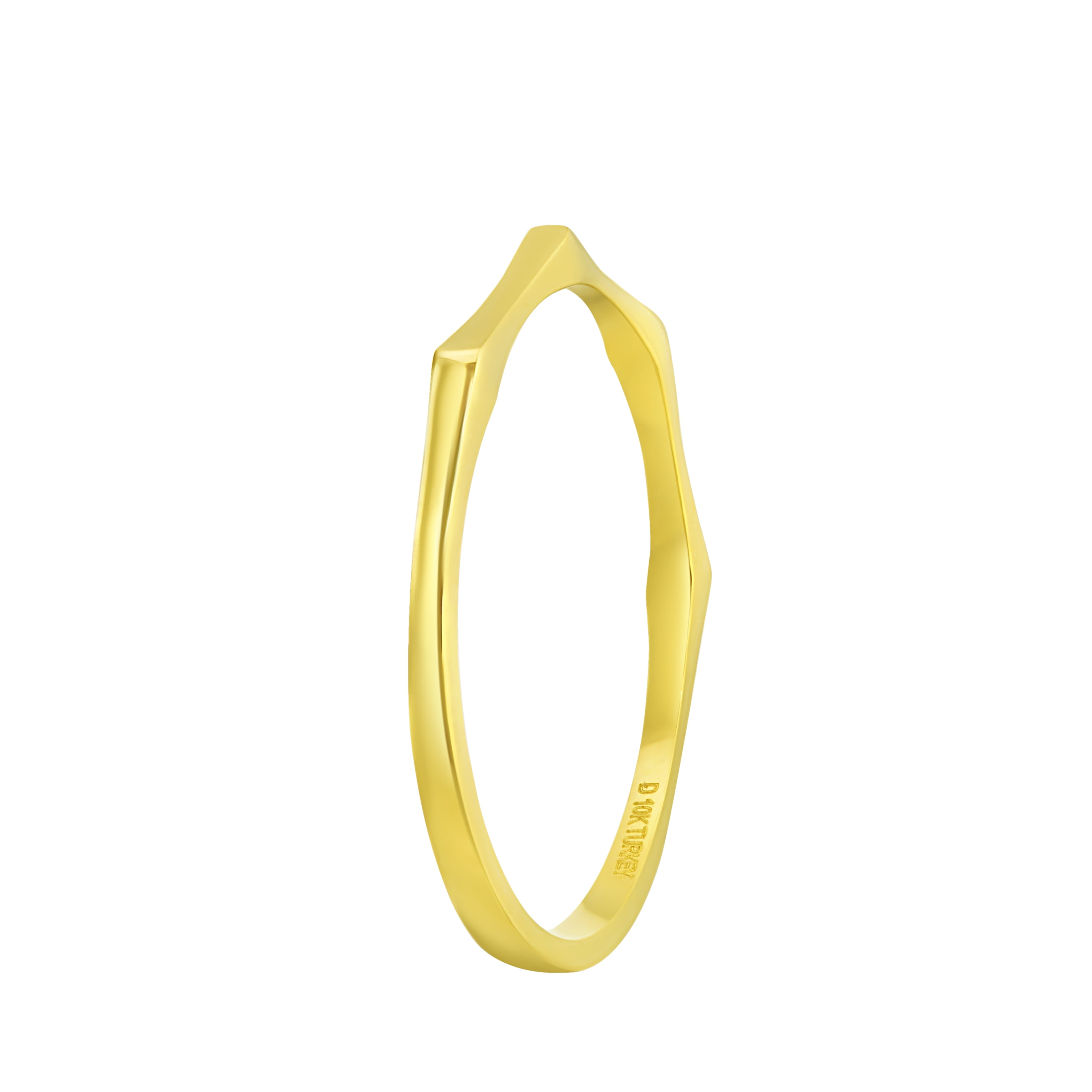 Brilliance Fine Jewelry Modern Collection Stackable 10KT Yellow Gold Beveled Band Ring, Size 7