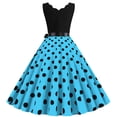 thumbnail image 5 of XIAOCHA Polka Dot Dress for Women A Line Belted Sleeveless Scalloped Neck Midi Dress Lightweight Vintage Party Dresses, 5 of 5