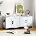 thumbnail image 2 of Gymax Cat Litter Box Enclosure for 2 Cats w/ Double Rooms Wooden Cat Washroom Cabinet White, 2 of 10