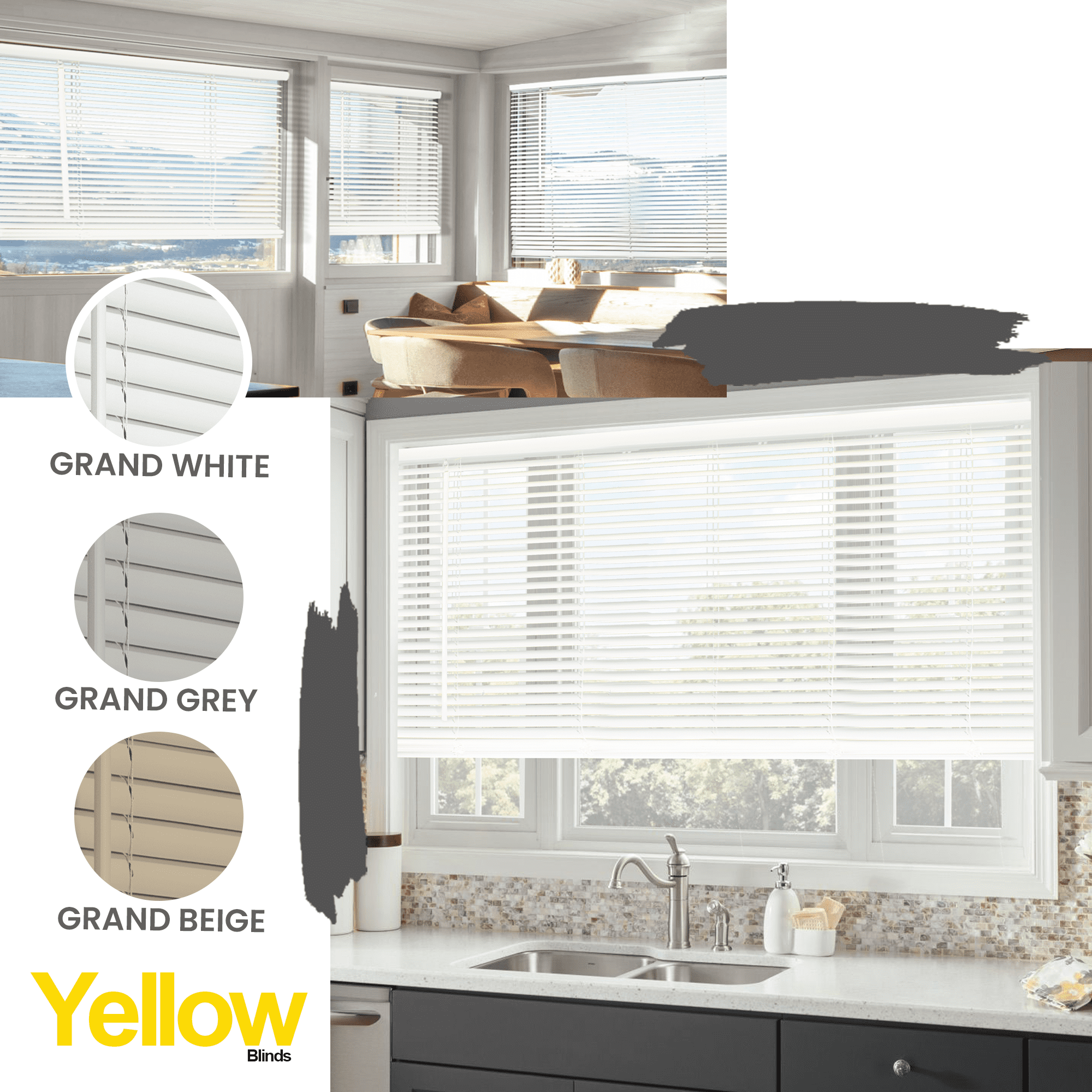 Grand White 66 in. W X 72 in. H Cordless Light Filtering Vinyl Mini Window Blinds with 1 in. Slats