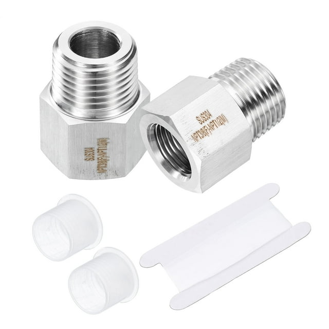 Uxcell 2 Pcs Adaptador reductor de accesorios de tubería 1/2" NPT macho x 3/8" NPT hembra de acero inoxidable